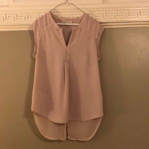 Daniel Rainn blush pink split neck blouse